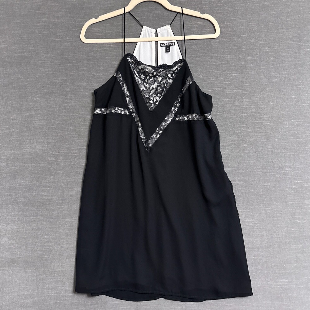 Express Dress S Black Lace Halter Slip Cocktail 90s y2k Fairy Grunge‎ Whimsigoth